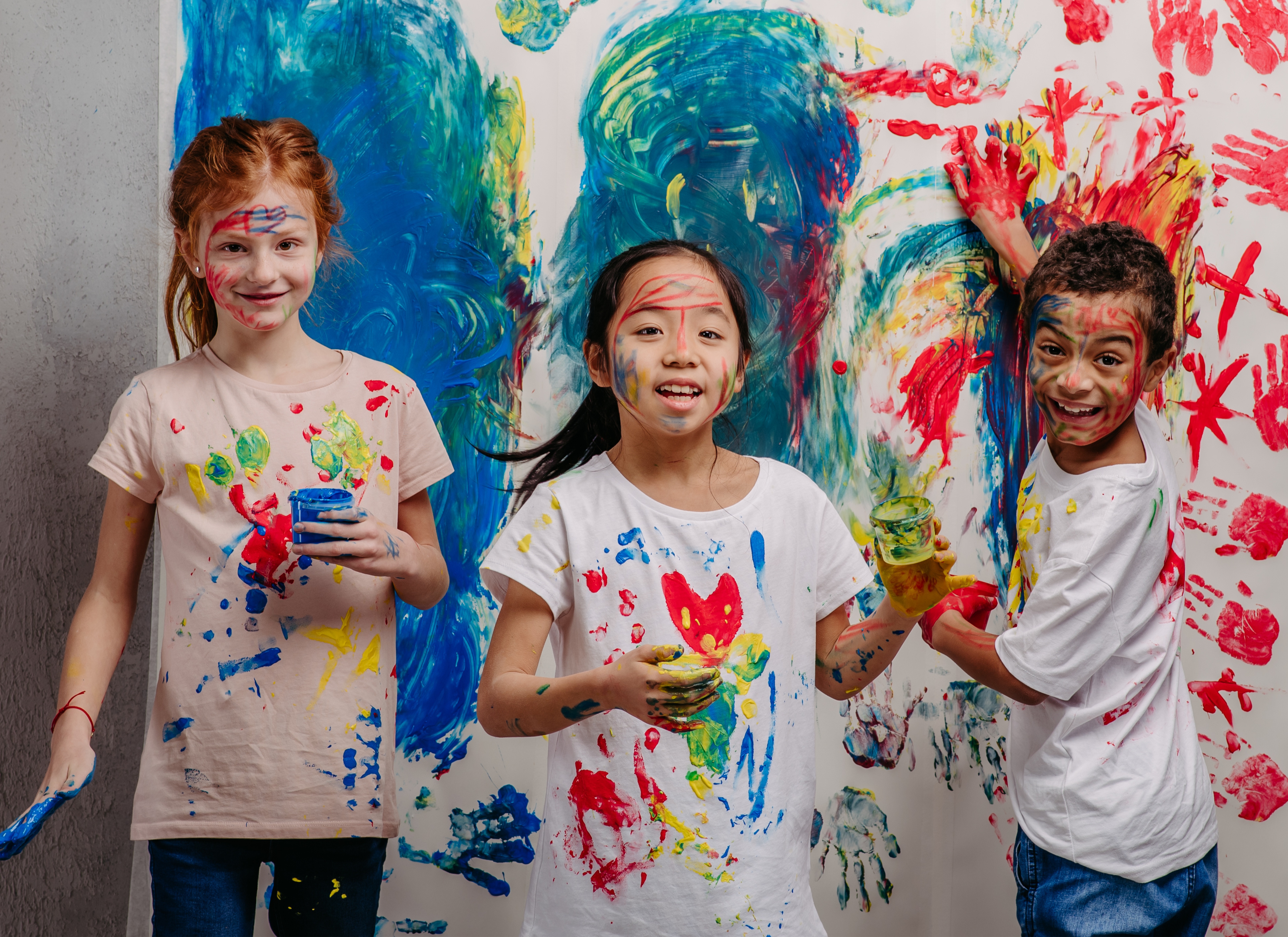 Kids making playful art